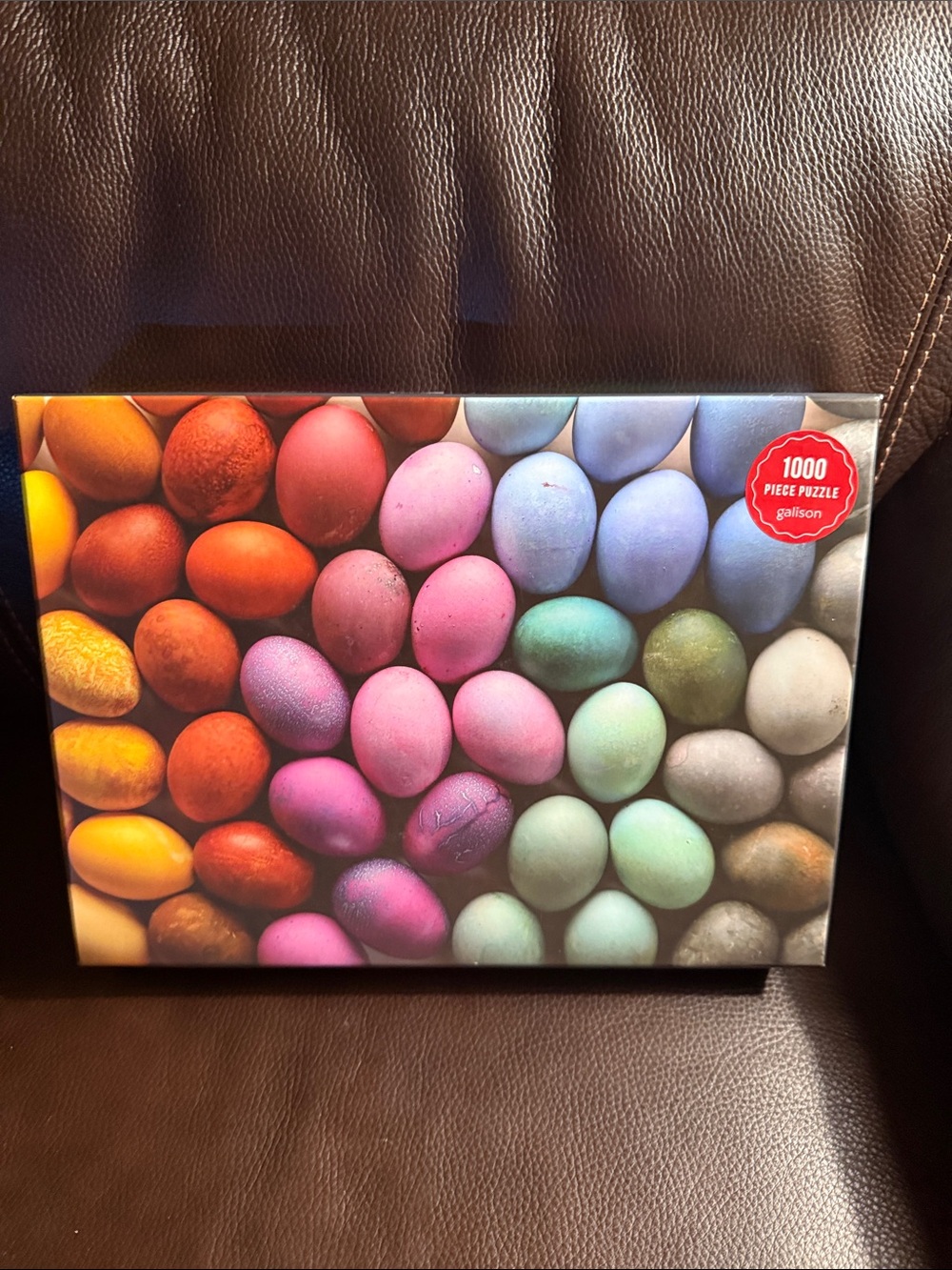 Galison Prismatic Eggs.   1000 pieces.  Jigsaw puzzle has poster.
